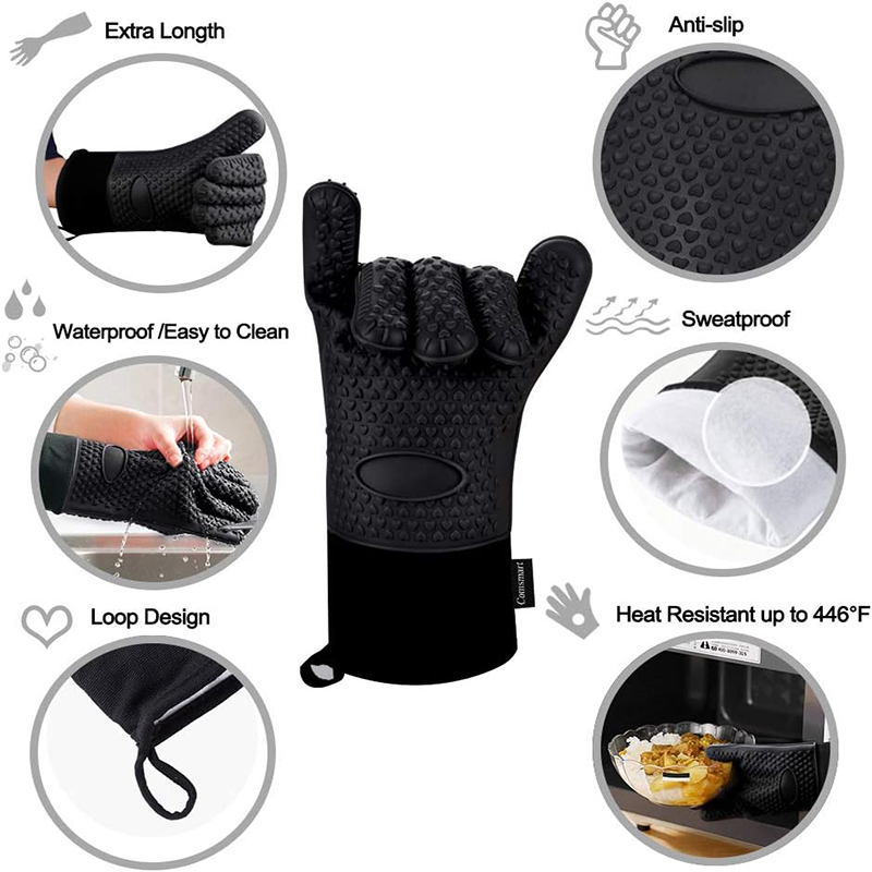 シリコーンオーブン手袋耐熱ロングシリコーンオーブンミット滑り - Oven Mitt Silicone のレビューと価格