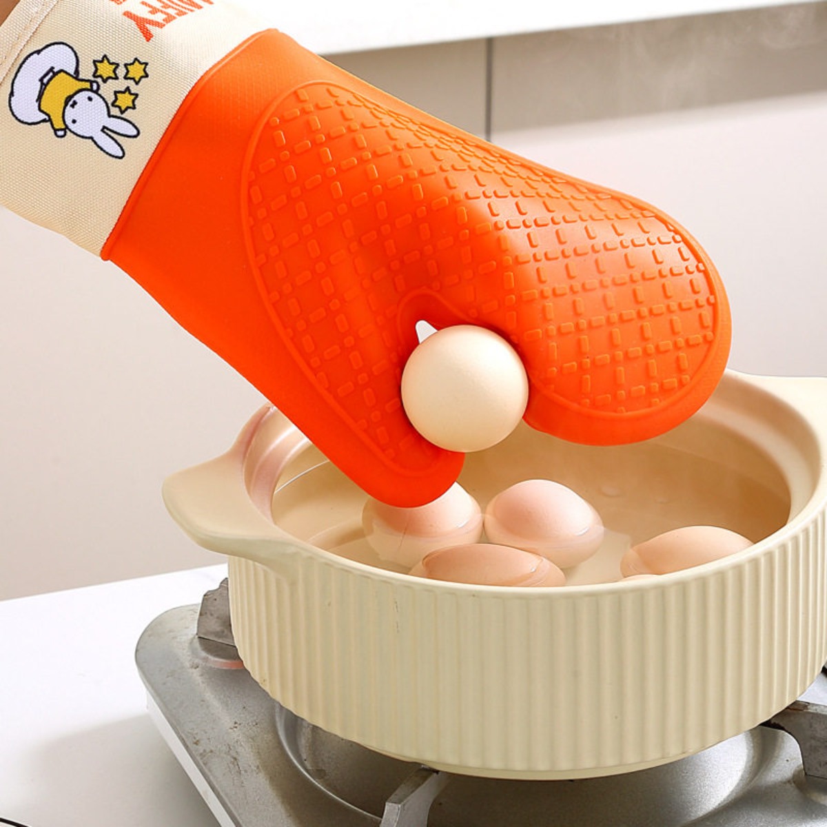 かわいいミッフィーのウサギ柄、耐熱シリコン製、厚手で火傷防止 - Oven Mitt Silicone のレビューと価格