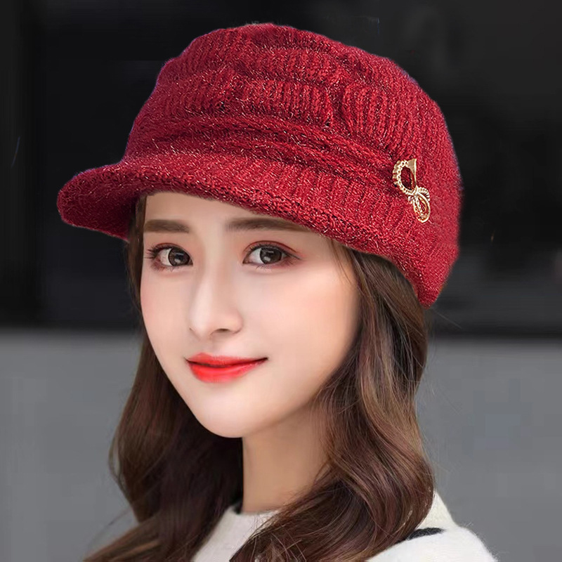 冬暖かい帽子ニット帽カジュアルファッションママキャップ祖母帽 - Wool Glove Lined のレビューと価格