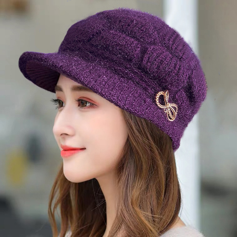 冬暖かい帽子ニット帽カジュアルファッションママキャップ祖母帽 - Wool Glove Lined のレビューと価格