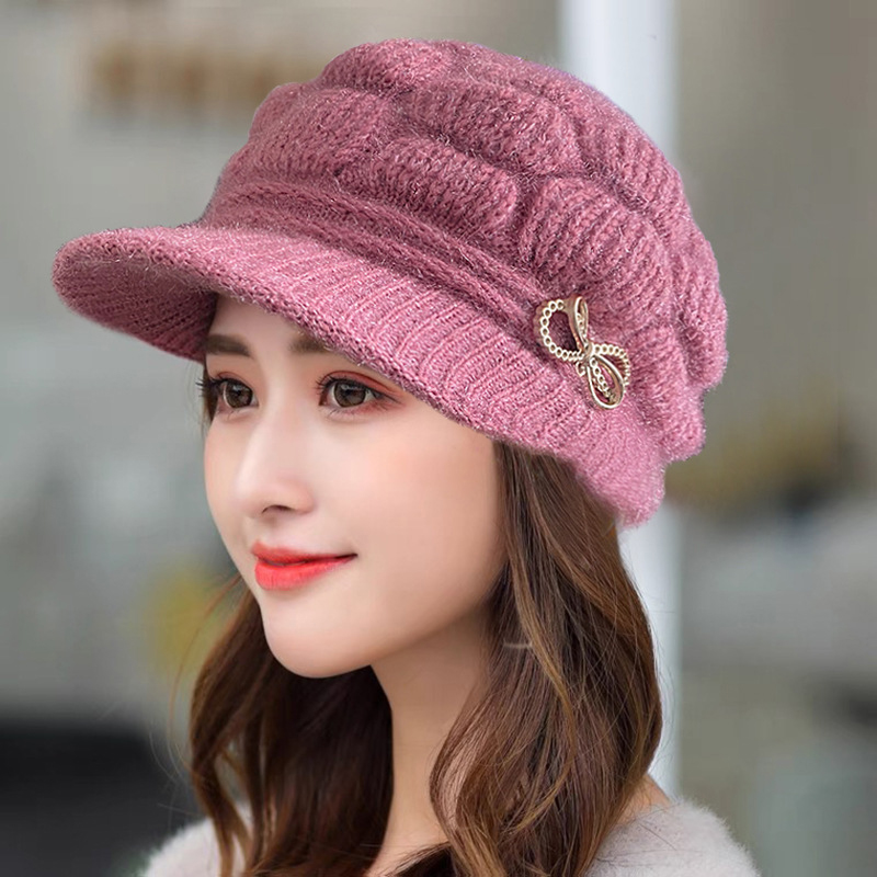 冬暖かい帽子ニット帽カジュアルファッションママキャップ祖母帽 - Wool Glove Lined のレビューと価格