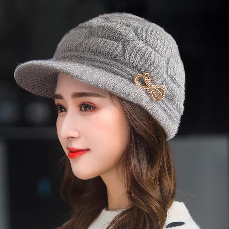 冬暖かい帽子ニット帽カジュアルファッションママキャップ祖母帽 - Wool Glove Lined のレビューと価格