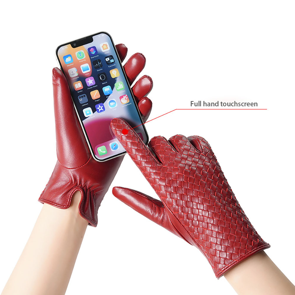 冬用レディース本革製暖かい織りデザインシープスキン手袋 ファ - Wool Glove Lined のレビューと価格